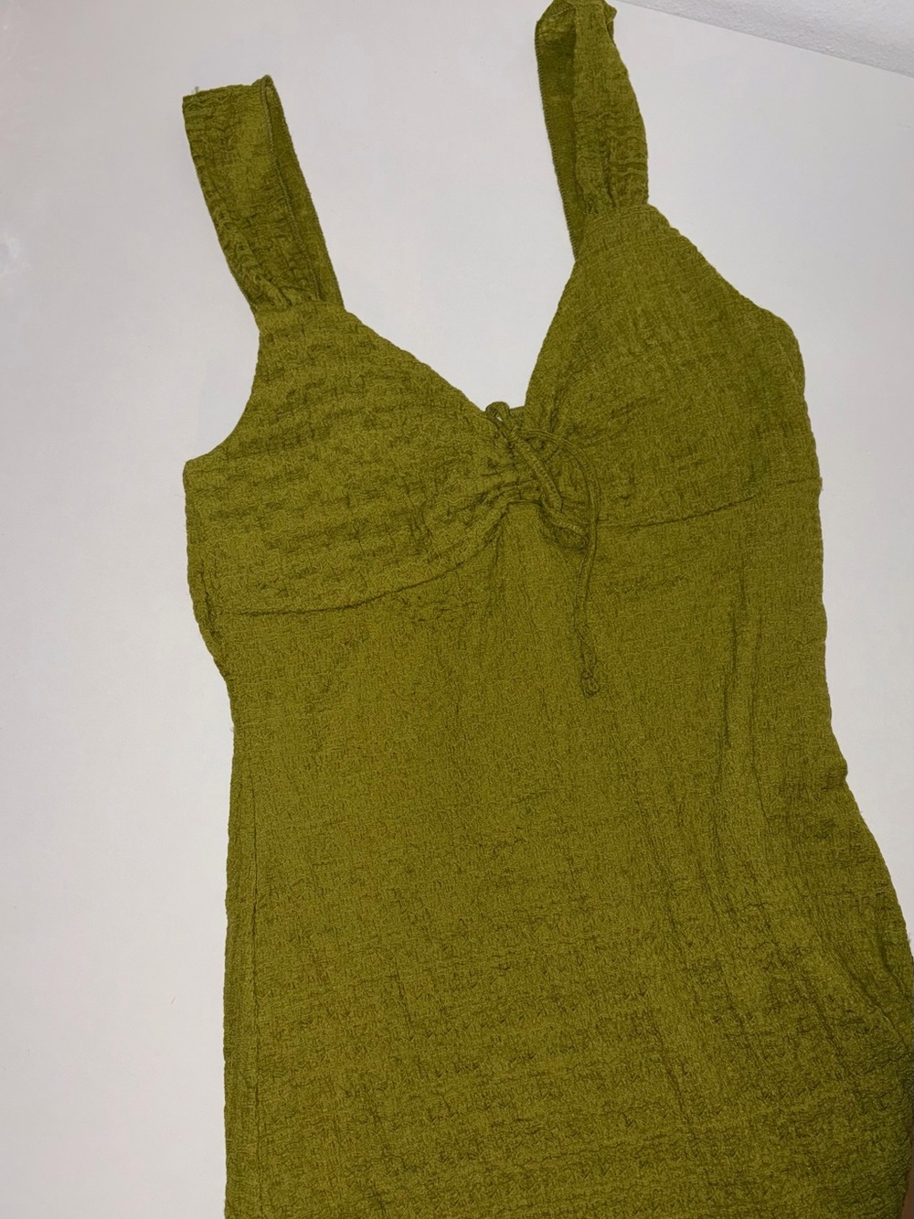 Olive Green Sleeveless Ruched Long dress